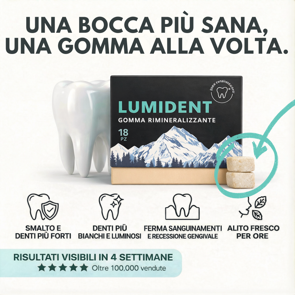 Lumident - 18 Gomme da Masticare Rimineralizzanti contro carie e gengive infiammate (Gusto Menta)