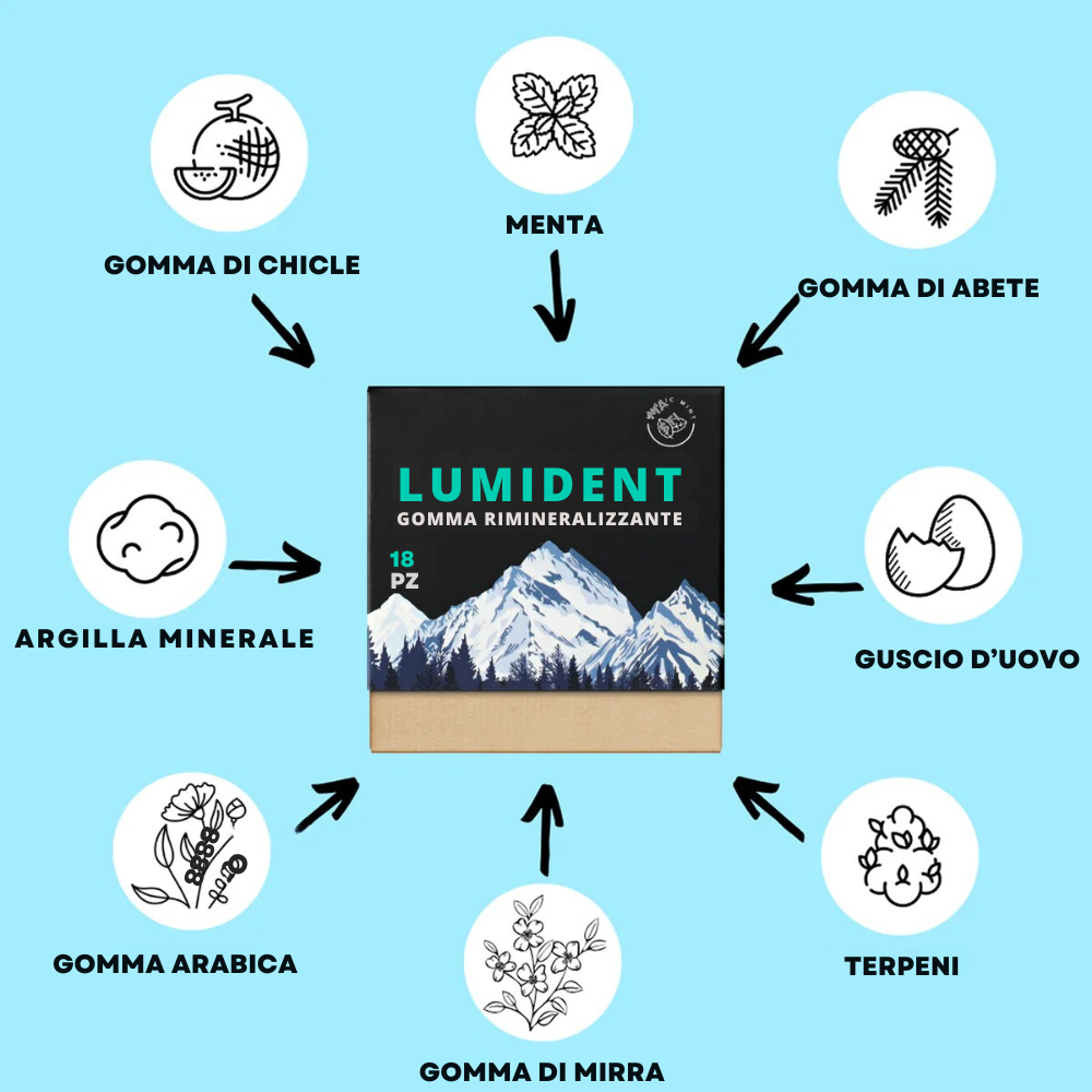 Lumident - 18 Gomme da Masticare Rimineralizzanti contro carie e gengive infiammate (Gusto Menta)