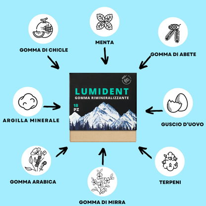 Lumident - 18 Gomme da Masticare Rimineralizzanti contro carie e gengive infiammate (Gusto Menta)