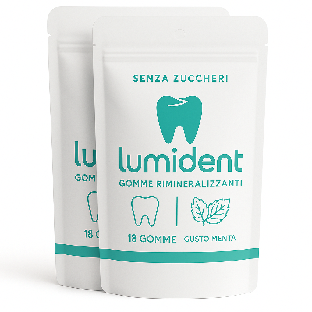 Lumident - GOMMA  RIMINERALIZZANTE PER CARIE, ALITO CATTIVO, DENTI INGIALLITI E GENGIVITE